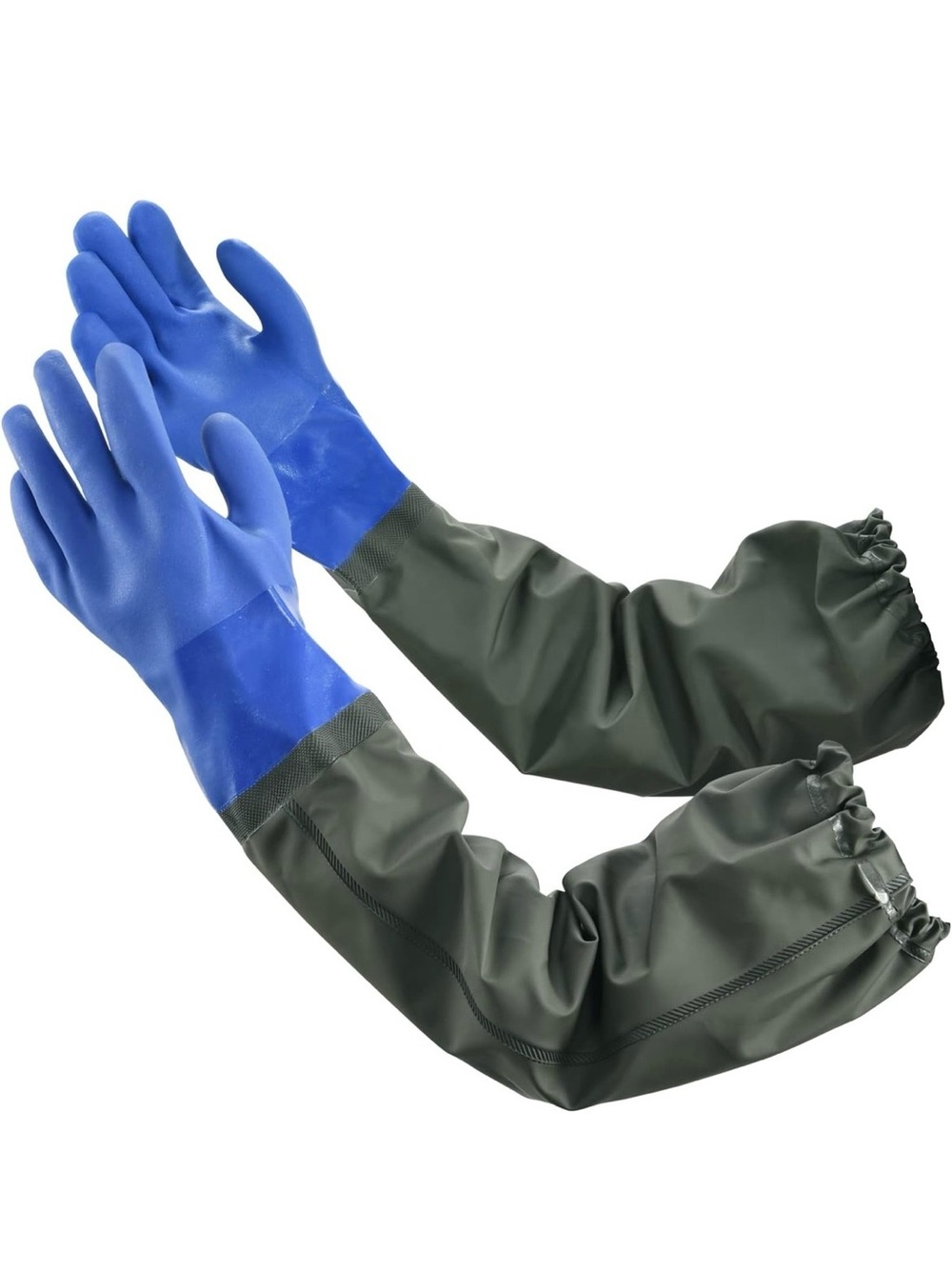 Waterproof Gloves, Long Chemical Gloves, Reusable, Padded Cotton Lined/